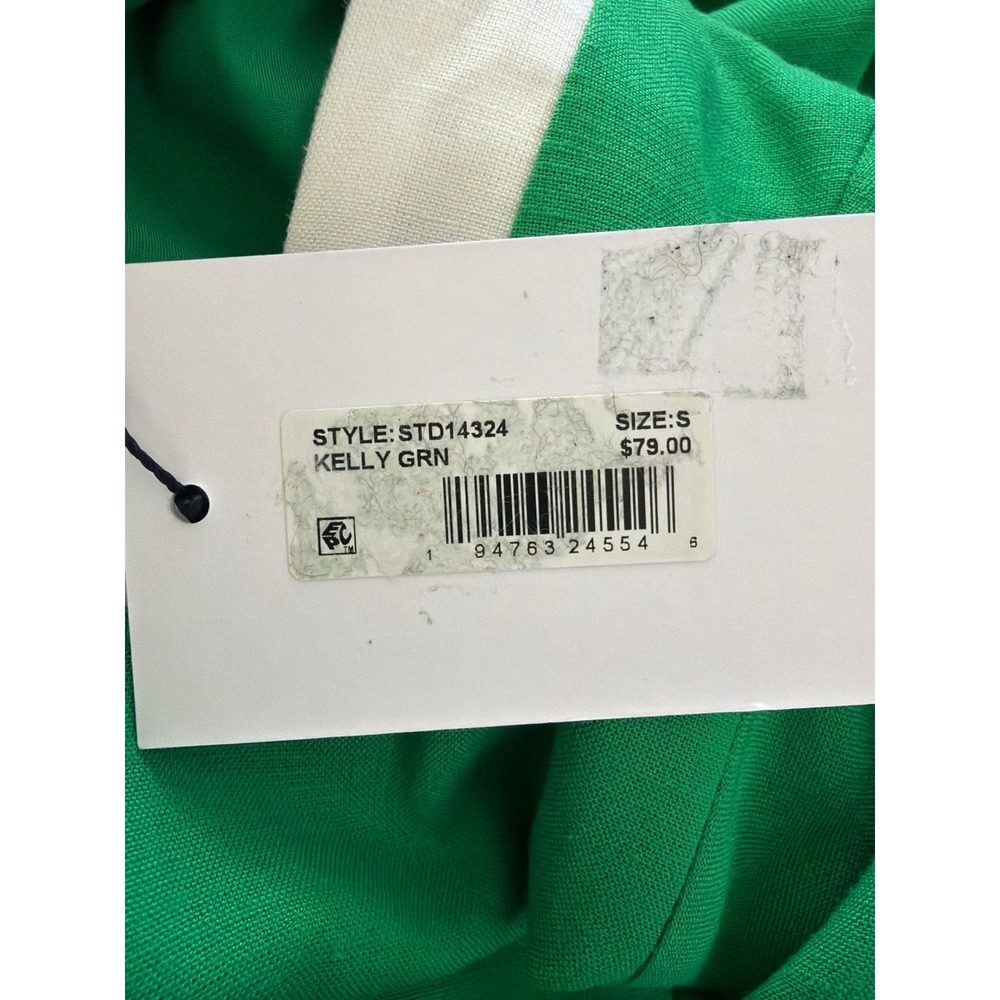 Sugarlips Shift Dress Womens S Kelly Green NWT Scallop Trim Square Neck Pockets - Picture 7 of 10